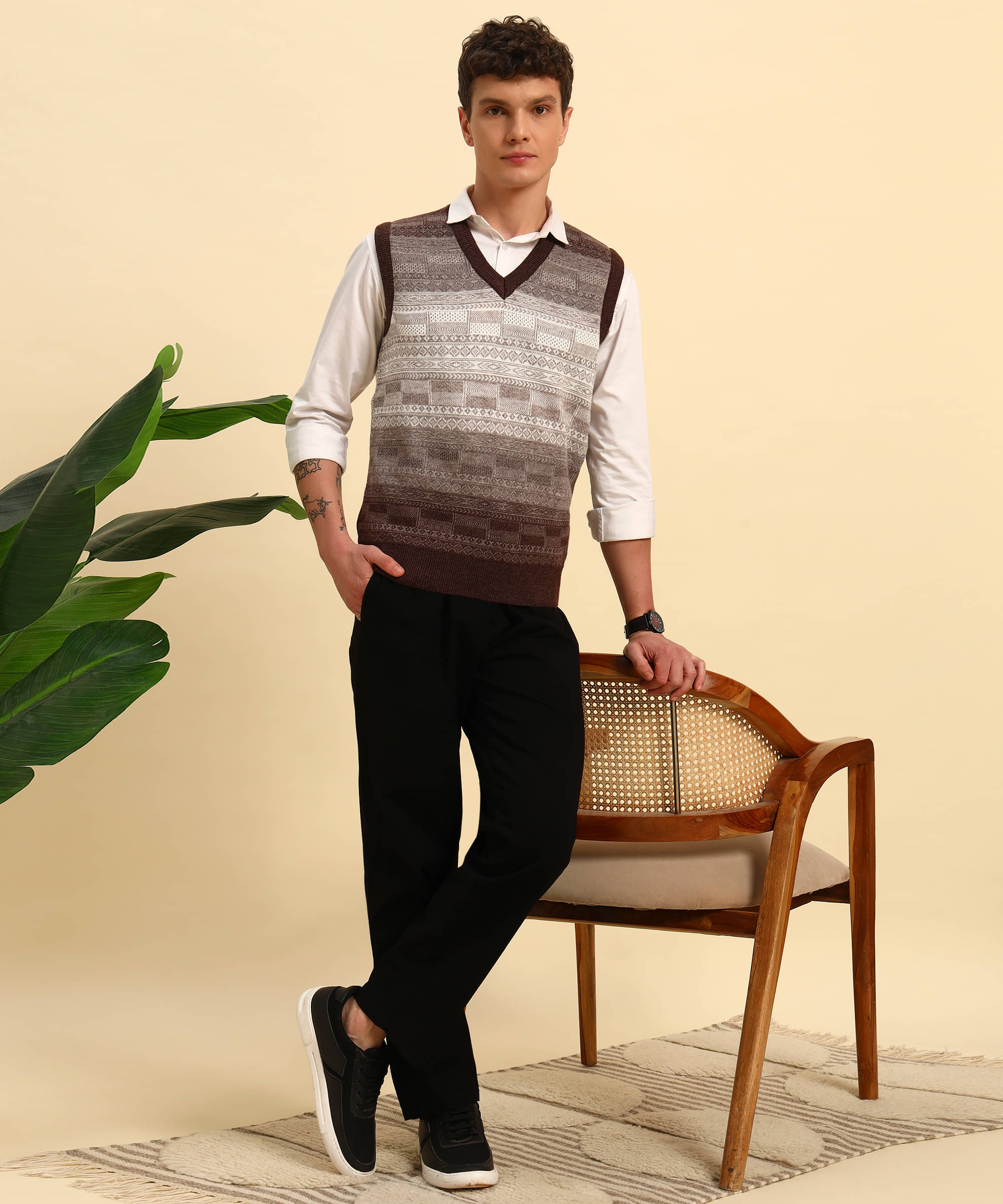 Canblar Woollen Blend V-Neck Men's Full Sleeves Pullover Sweater - Coffee ( Pack of 1 ) Canblar Woollen Blend V-Neck Men's Full Sleeves Pullover Sweater - Coffee ( Pack of 1 )