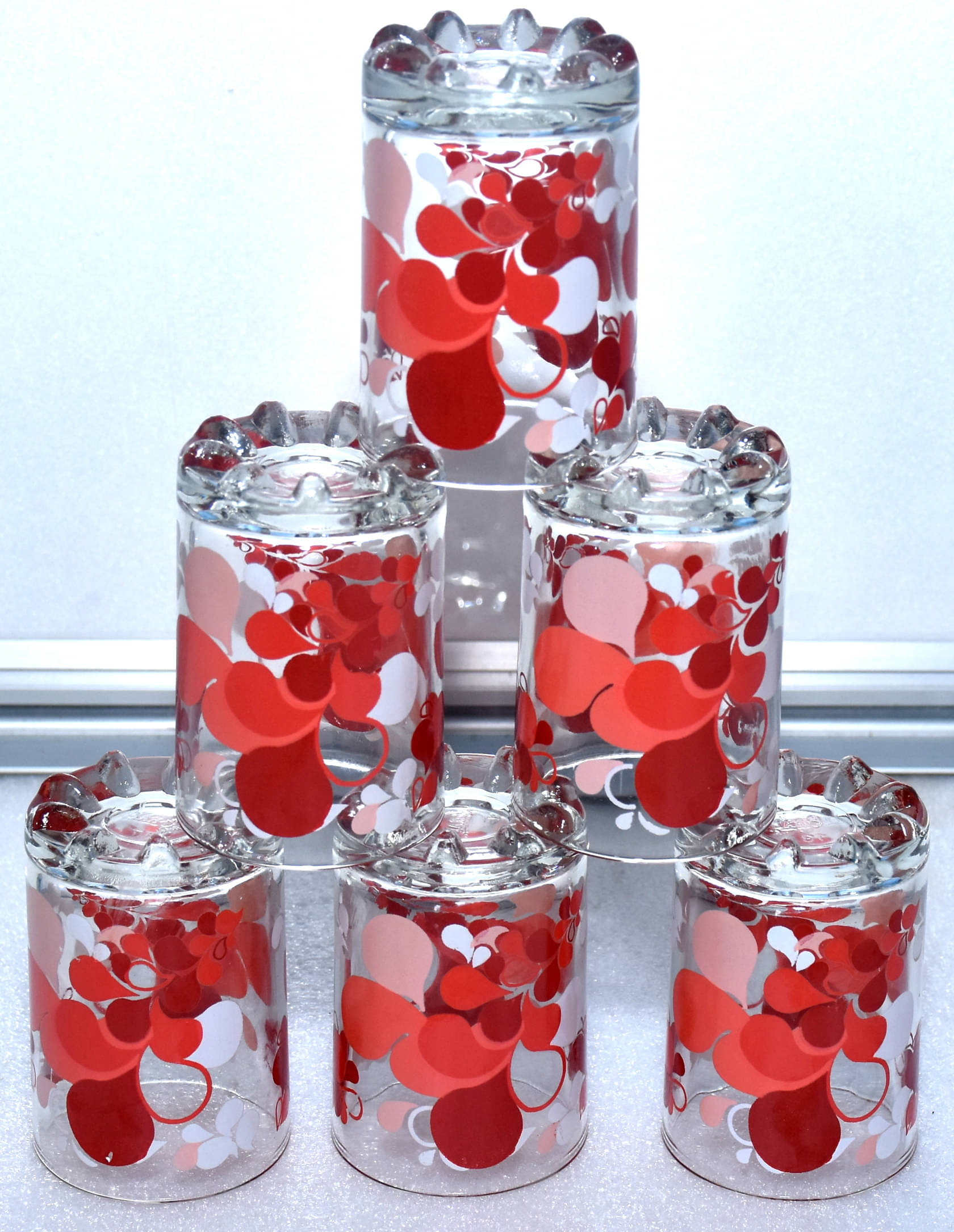 Glassware FLORAL RED- GLS Glass Printed Water Glass 200 ml ( Pack of 6 ) Red Glassware FLORAL RED- GLS Glass Printed Water Glass 200 ml ( Pack of 6 ) Red