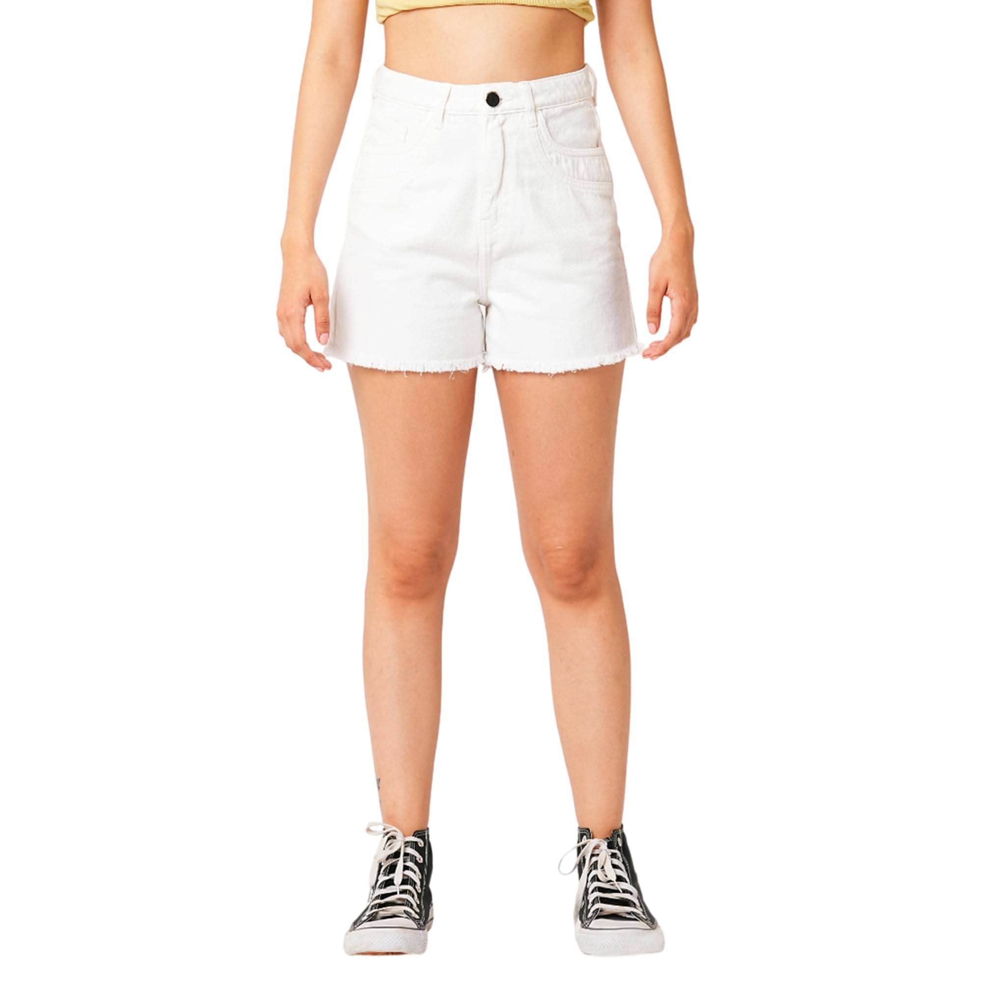     			Globus Women Cotton Regular Shorts ( White )