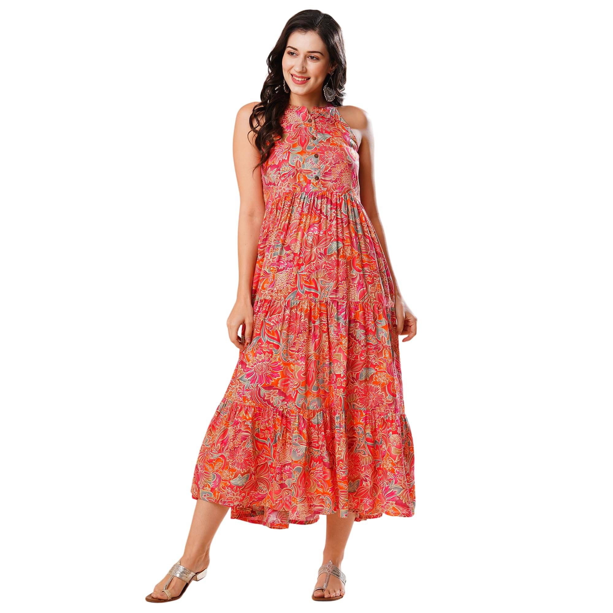     			Globus Women Viscose Rayon A-line Dress ( Multicolor )