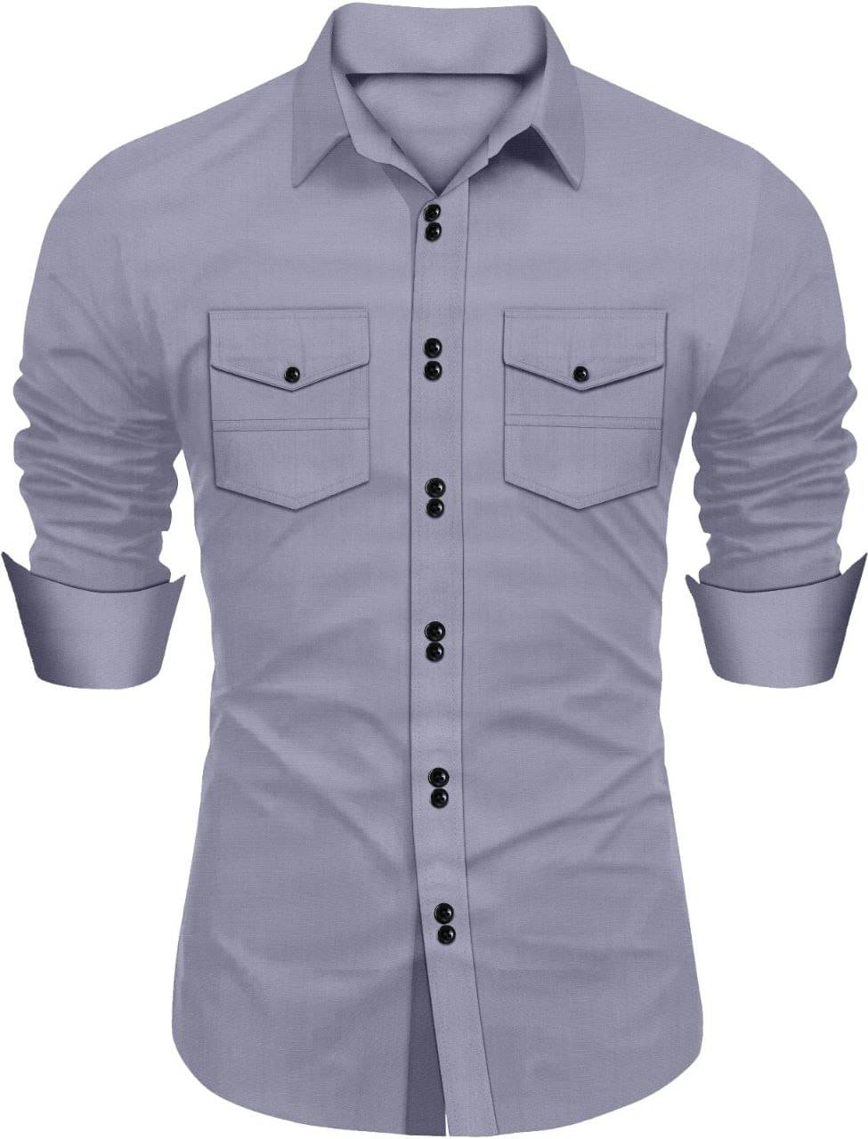 Gunatit Enterprise Cotton Blend Regular Fit Solids Full Sleeves Men's Casual Shirt - Grey ( Pack of 1 ) Gunatit Enterprise Cotton Blend Regular Fit Solids Full Sleeves Men's Casual Shirt - Grey ( Pack of 1 )