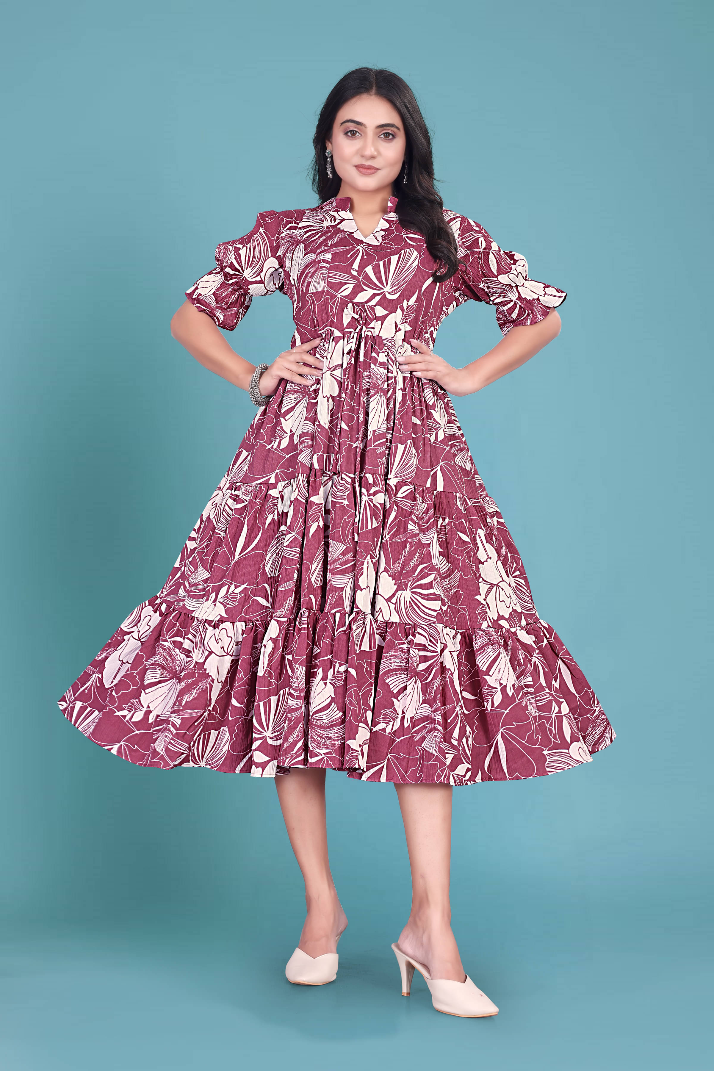 INDIAN SILKS Women Polyester Gown ( Pink )     			INDIAN SILKS Women Polyester Gown ( Pink )