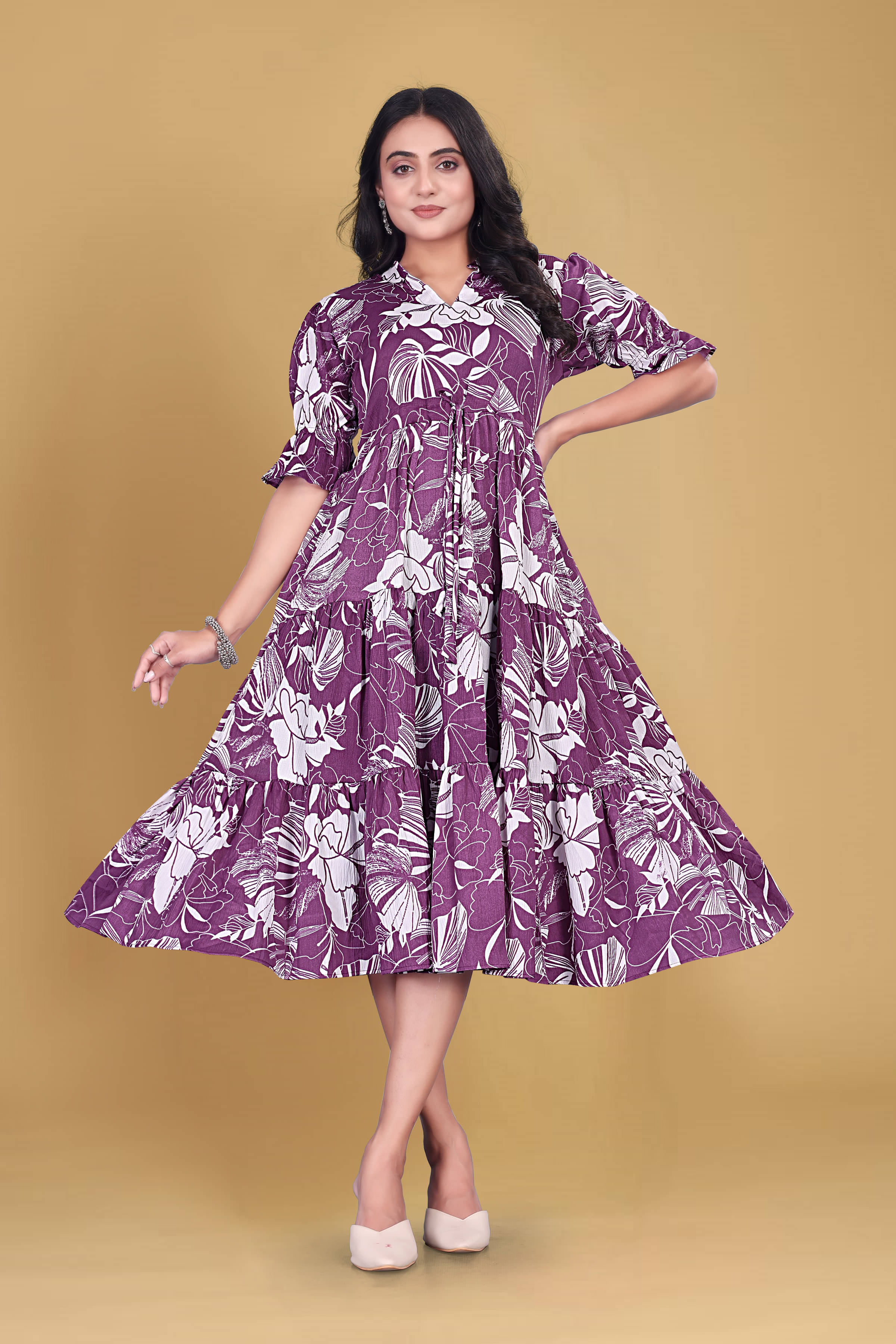 INDIAN SILKS Women Polyester Gown ( Purple )     			INDIAN SILKS Women Polyester Gown ( Purple )