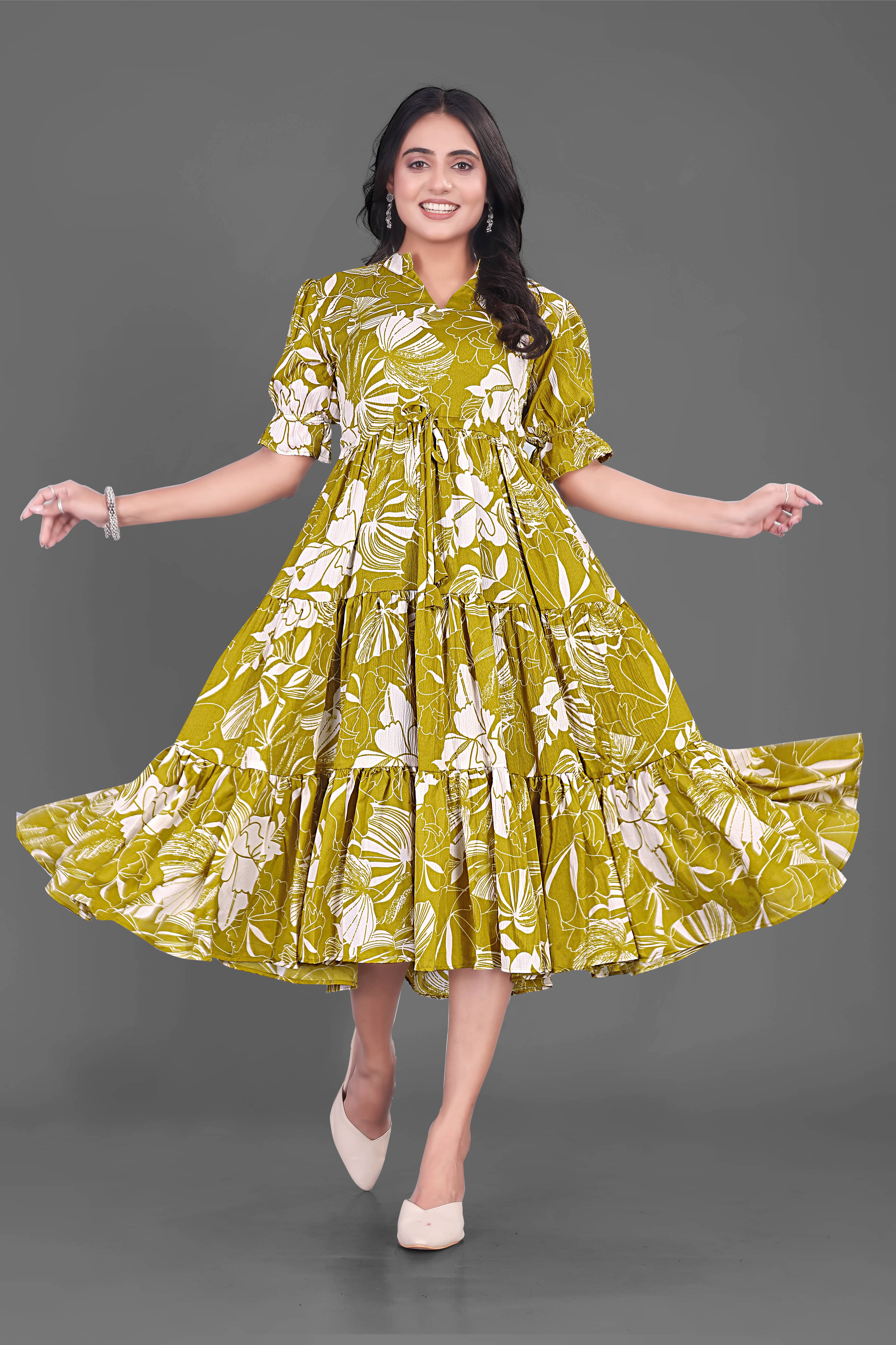     			INDIAN SILKS Women Polyester Gown ( Yellow )