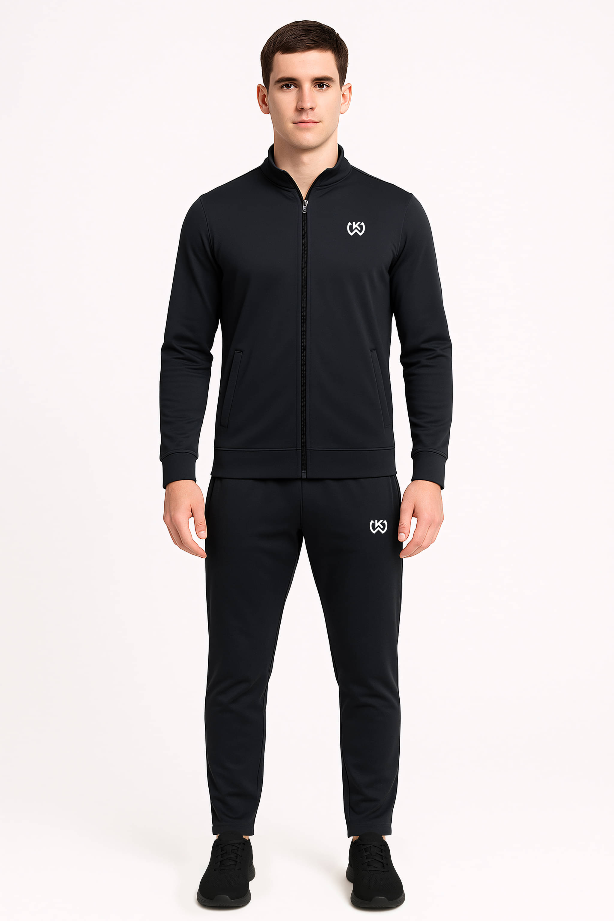     			KWINGS Black Cotton Blend Relaxed Fit Solid Men's Sports Tracksuit ( Pack of 1 )