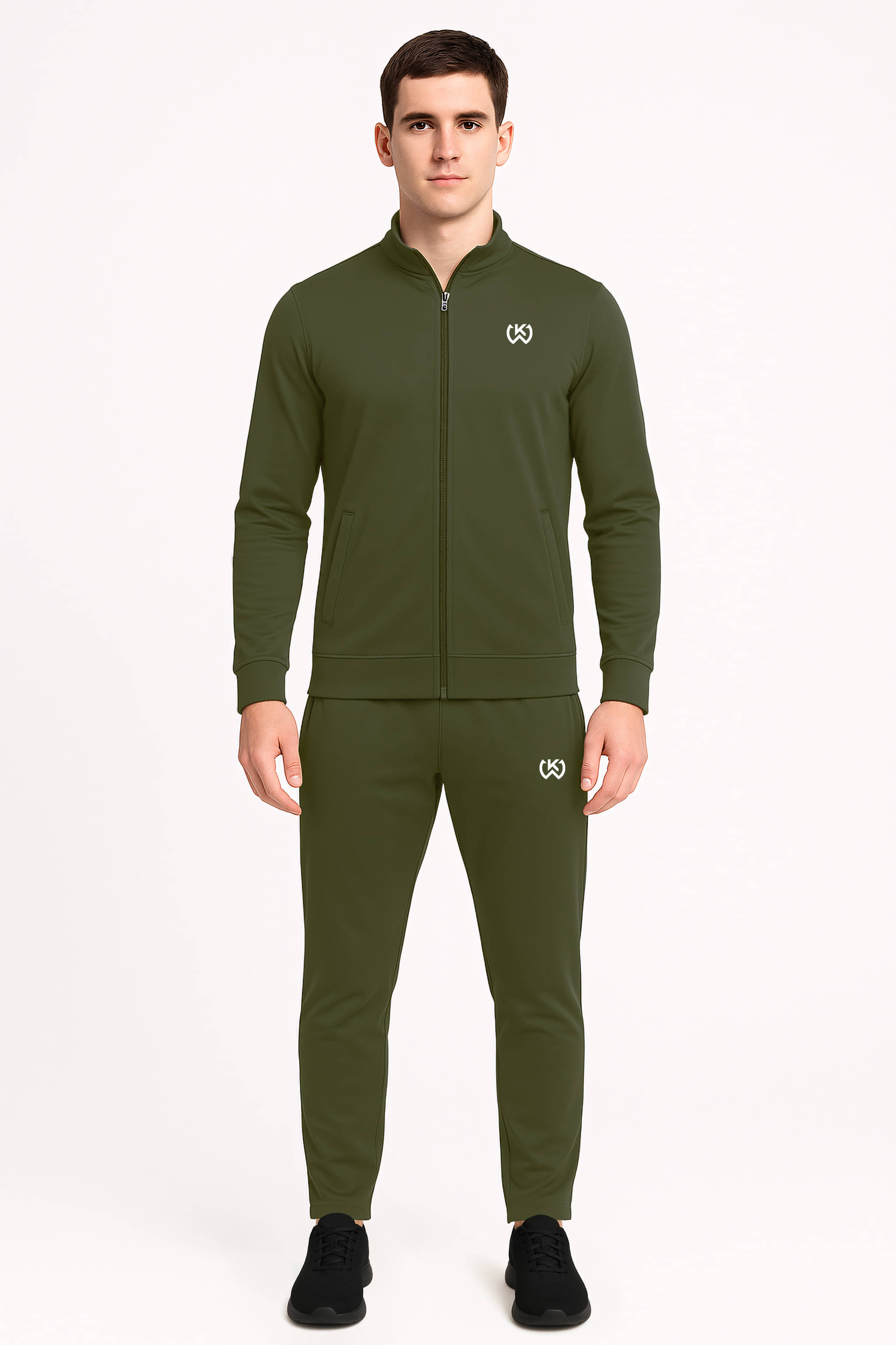     			KWINGS Olive Green Cotton Blend Relaxed Fit Solid Men's Sports Tracksuit ( Pack of 1 )