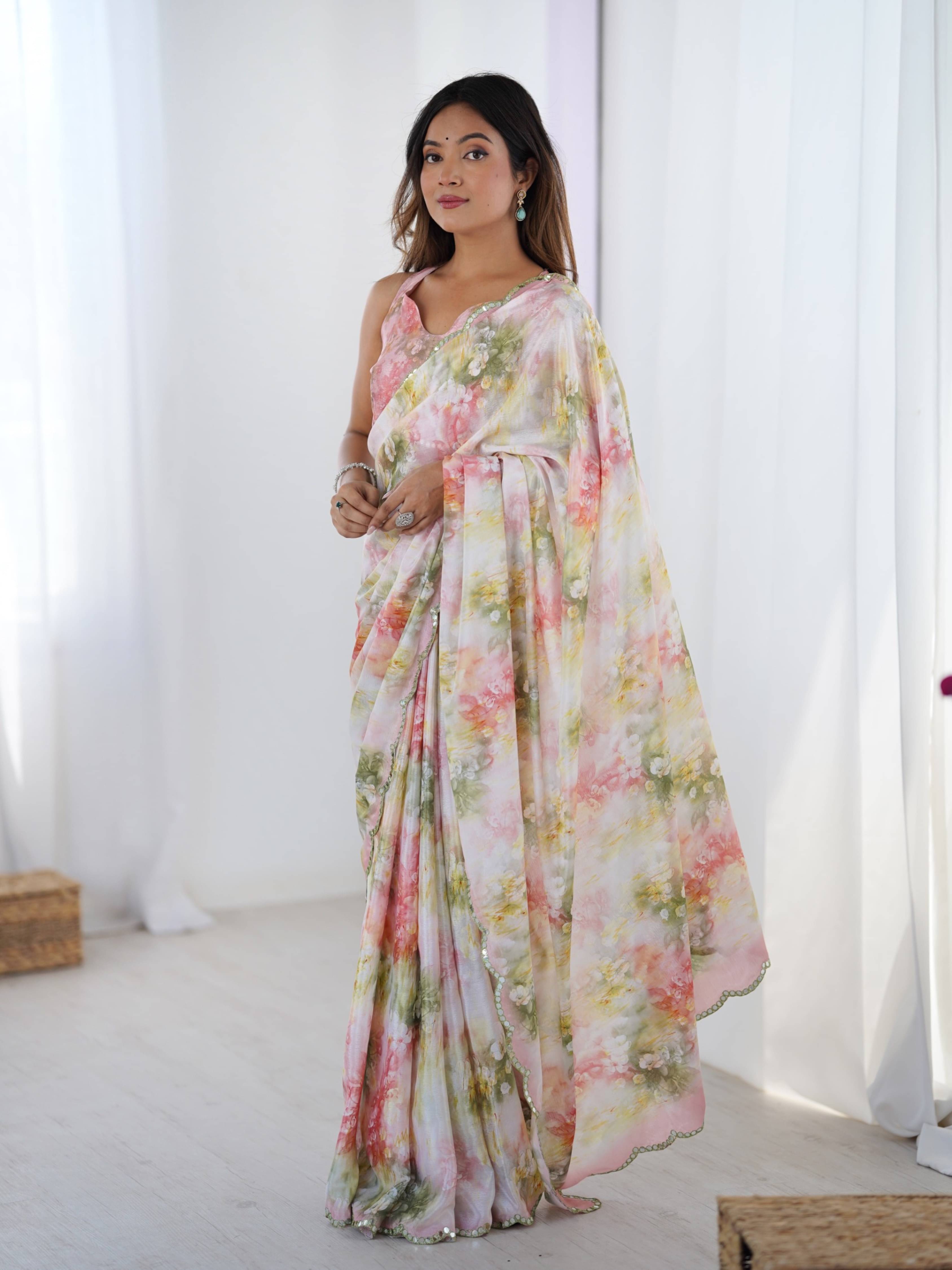     			PANZORA Chiffon Solid Regular Saree Without Blouse Piece ( Multicolor )