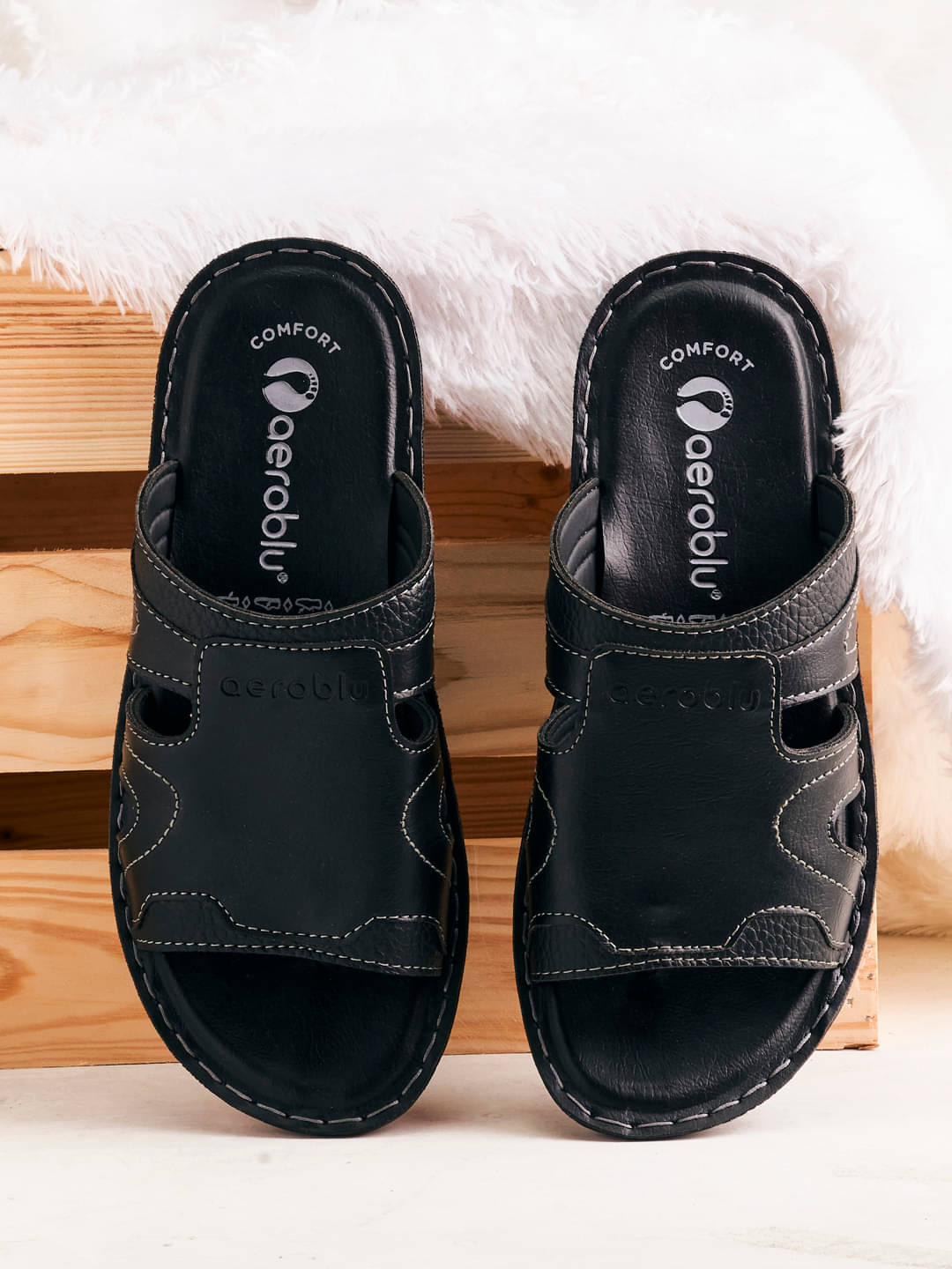     			Puntoblu Black Men's Slide Flip Flop