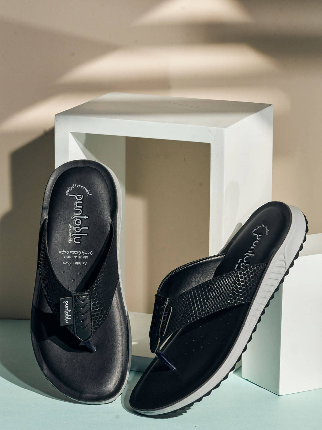     			Puntoblu Black Men's Thong Flip Flop