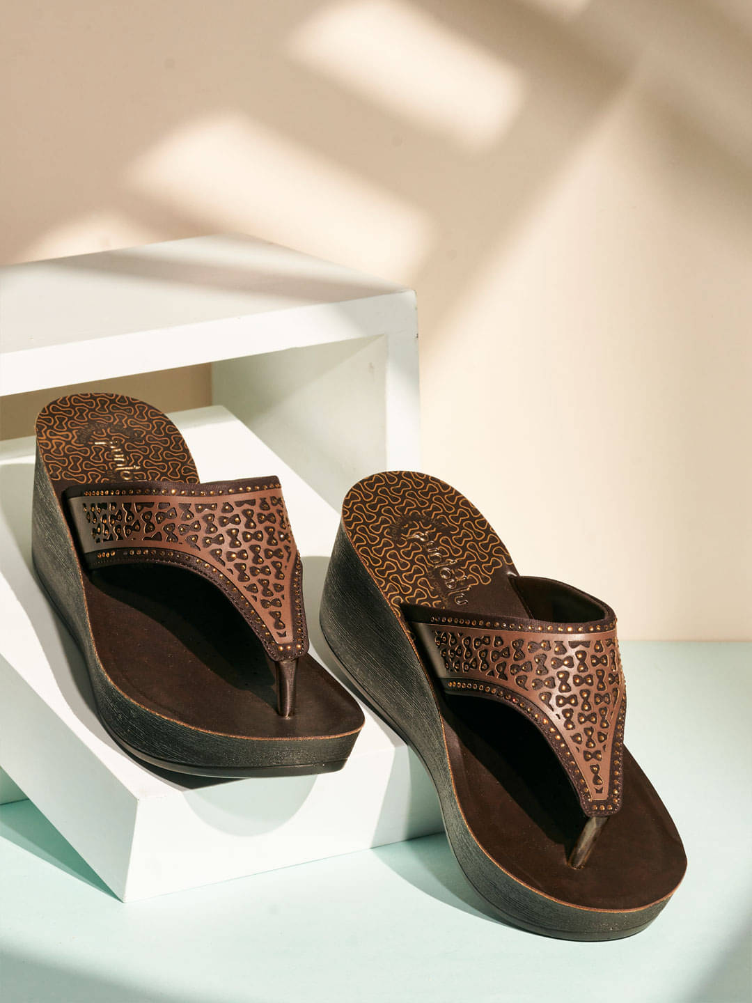     			Puntoblu Brown Women's Sandal Heels