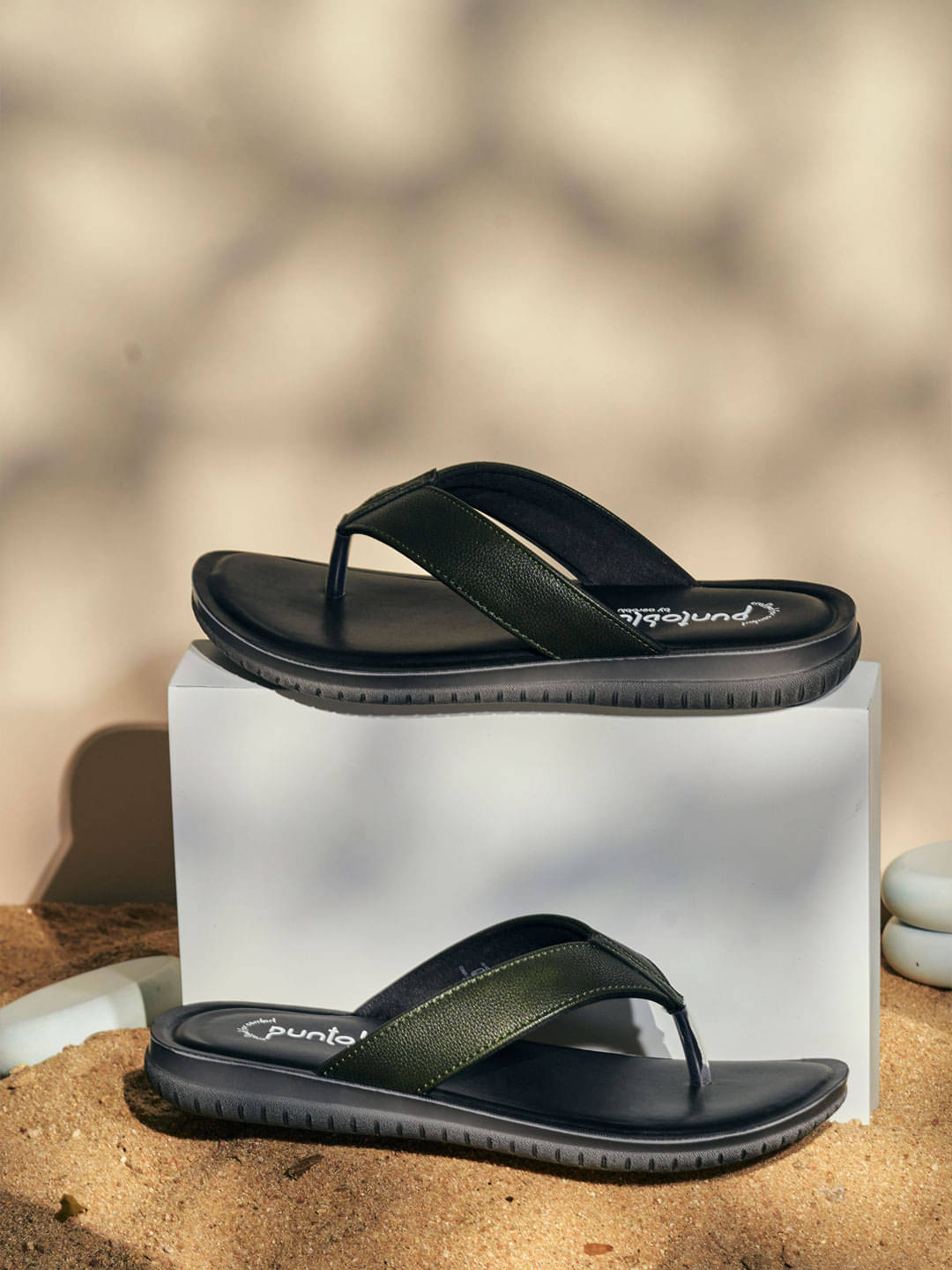     			Puntoblu Olive Men's Thong Flip Flop