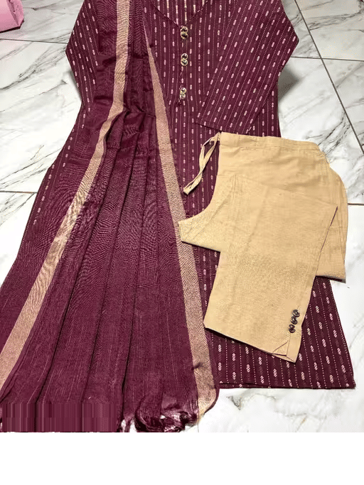     			Sadya attier Women Cotton Printed A-line Kurti ( Maroon )