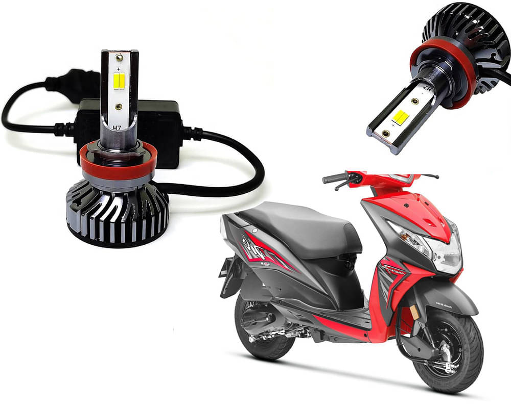     			Selifaur - 4 LED High Brightness Automotive 60W+35W Longer Life With Cooling Fan M3A BB1448 Auto Lighting System H7 H11 Led Headlight Light For - Honda Dio