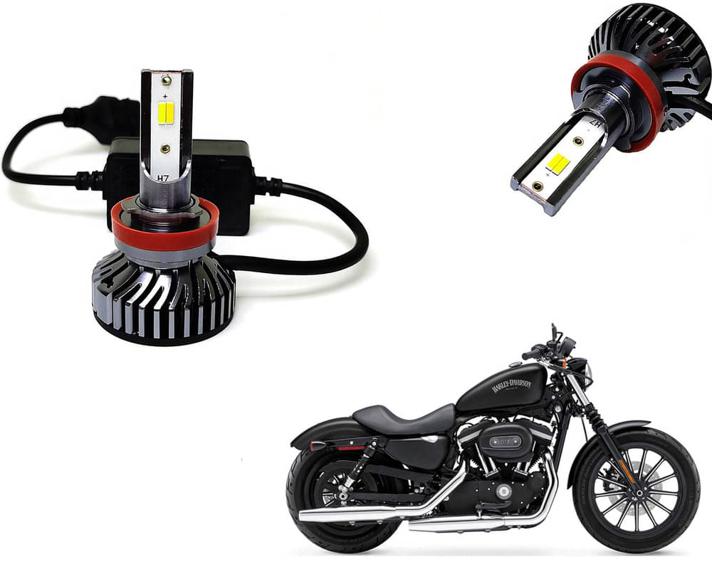     			Selifaur - 4 LED High Brightness Automotive 60W+35W Longer Life With Cooling Fan M3A BB1448 Auto Lighting System H7 H11 Led Headlight Light For - Harley Davidson XL 883