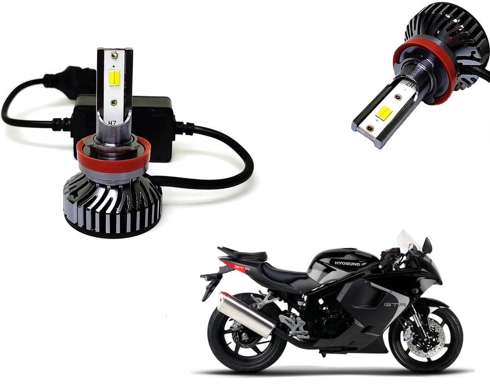     			Selifaur - 4 LED High Brightness Automotive 60W+35W Longer Life With Cooling Fan M3A BB1448 Auto Lighting System H7 H11 Led Headlight Light For - Hyosung GT250R