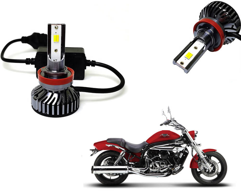     			Selifaur - 4 LED High Brightness Automotive 60W+35W Longer Life With Cooling Fan M3A BB1448 Auto Lighting System H7 H11 Led Headlight Light For - Hyosung Aquila Pro 650