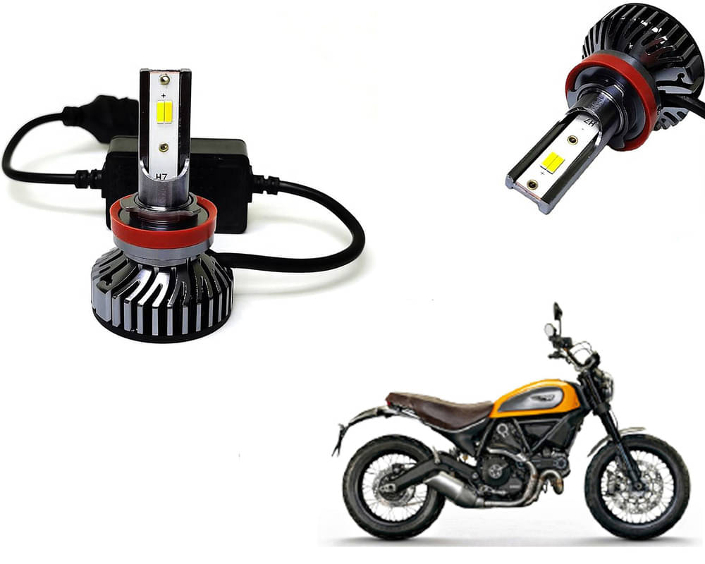     			Selifaur - 4 LED High Brightness Automotive 60W+35W Longer Life With Cooling Fan M3A BB1448 Auto Lighting System H7 H11 Led Headlight Light For - Ducati Scrambler
