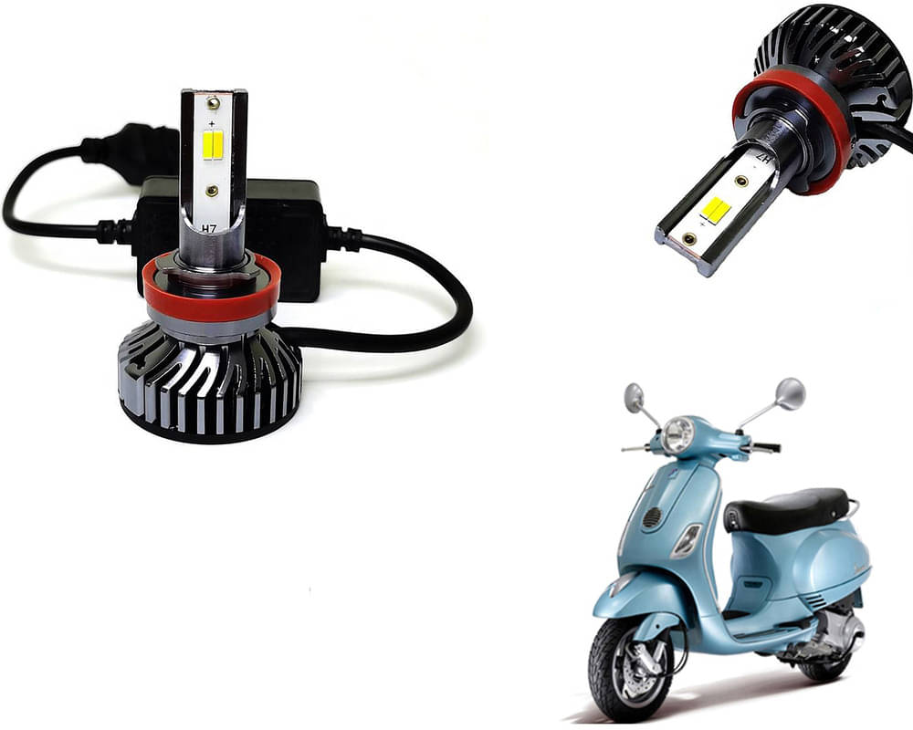     			Selifaur - 4 LED High Brightness Automotive 60W+35W Longer Life With Cooling Fan M3A BB1448 Auto Lighting System H7 H11 Led Headlight Light For - Piaggio Vespa LX
