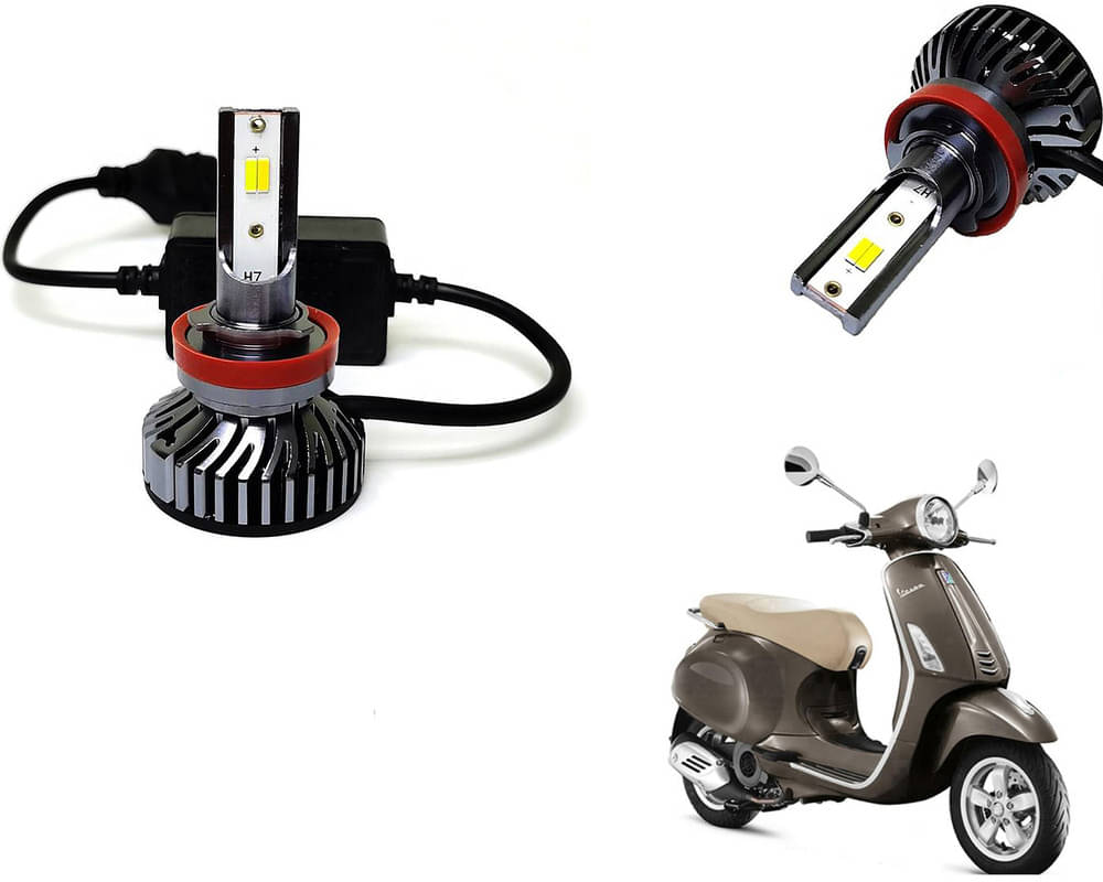     			Selifaur - 4 LED High Brightness Automotive 60W+35W Longer Life With Cooling Fan M3A BB1448 Auto Lighting System H7 H11 Led Headlight Light For - Piaggio Vespa VXL