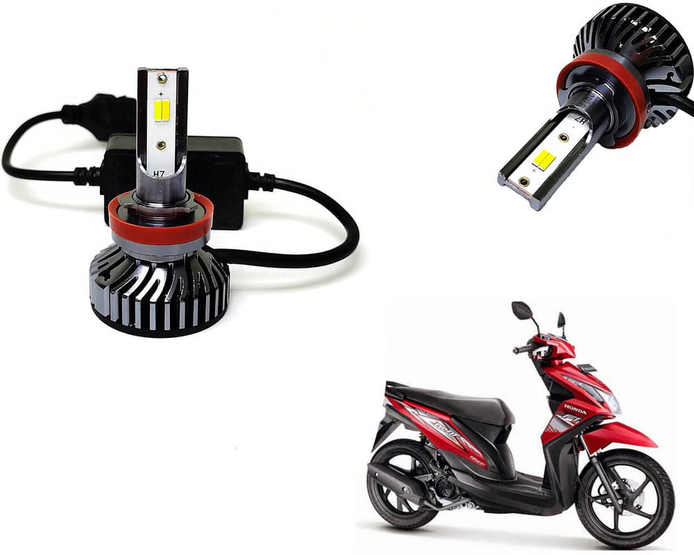     			Selifaur - 4 LED High Brightness Automotive 60W+35W Longer Life With Cooling Fan M3A BB1448 Auto Lighting System H7 H11 Led Headlight Light For - Honda Beat Fi