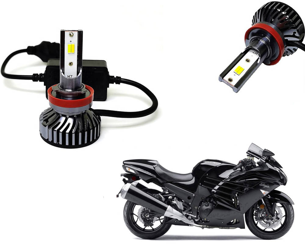     			Selifaur - 4 LED High Brightness Automotive 60W+35W Longer Life With Cooling Fan M3A BB1448 Auto Lighting System H7 H11 Led Headlight Light For - Kawasaki Ninja