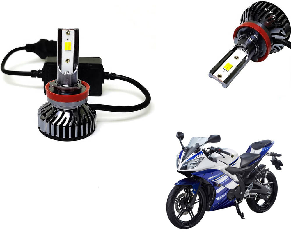     			Selifaur - 4 LED High Brightness Automotive 60W+35W Longer Life With Cooling Fan M3A BB1448 Auto Lighting System H7 H11 Led Headlight Light For - Yamaha YZF R15 S