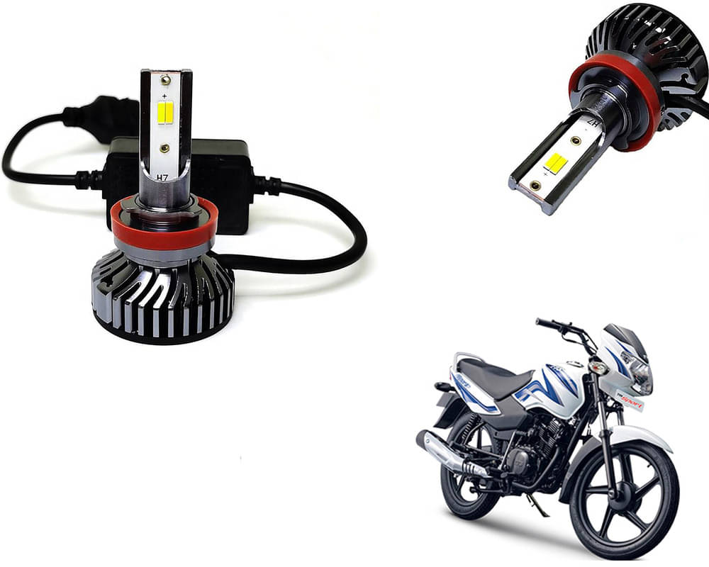     			Selifaur - 4 LED High Brightness Automotive 60W+35W Longer Life With Cooling Fan M3A BB1448 Auto Lighting System H7 H11 Led Headlight Light For - TVS Star Sport