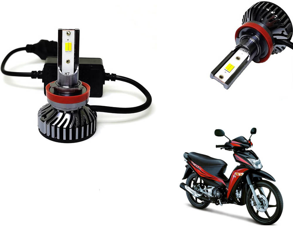    			Selifaur - 4 LED High Brightness Automotive 60W+35W Longer Life With Cooling Fan M3A BB1448 Auto Lighting System H7 H11 Led Headlight Light For - TVS Neo