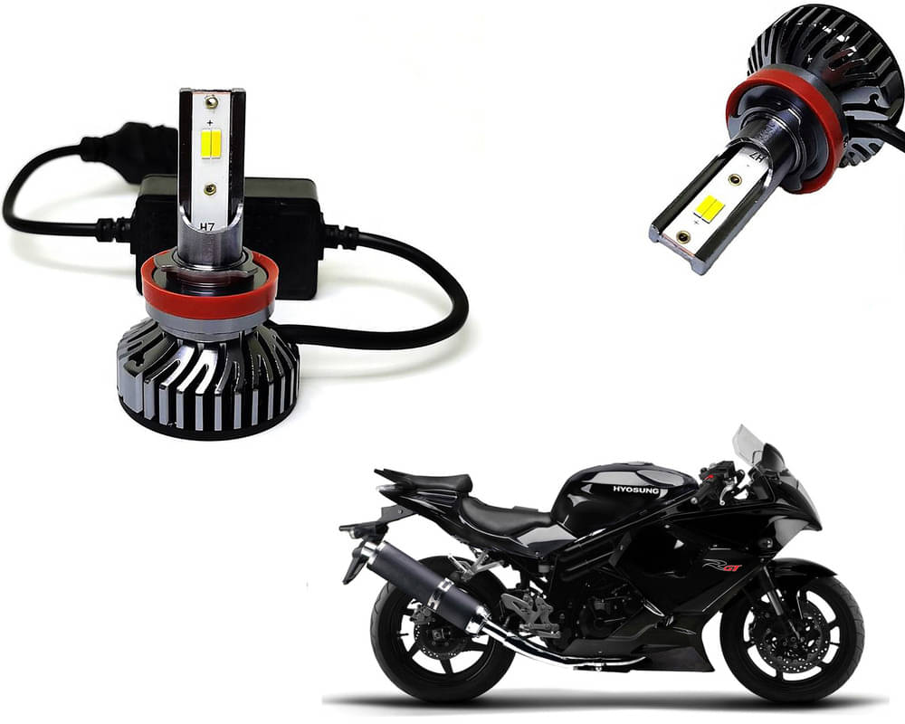     			Selifaur - 4 LED High Brightness Automotive 60W+35W Longer Life With Cooling Fan M3A BB1448 Auto Lighting System H7 H11 Led Headlight Light For - Hyosung GT650R