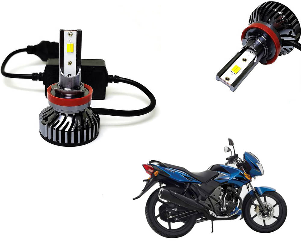     			Selifaur - 4 LED High Brightness Automotive 60W+35W Longer Life With Cooling Fan M3A BB1448 Auto Lighting System H7 H11 Led Headlight Light For - TVS Flame SR125