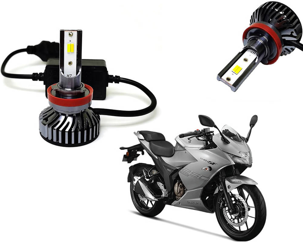     			Selifaur - 4 LED High Brightness Automotive 60W+35W Longer Life With Cooling Fan M3A BB1448 Auto Lighting System H7 H11 Led Headlight Light For - Suzuki Gixxer SF 250