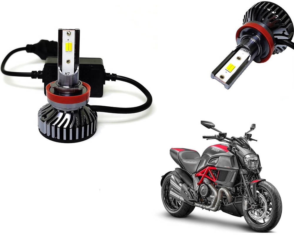     			Selifaur - 4 LED High Brightness Automotive 60W+35W Longer Life With Cooling Fan M3A BB1448 Auto Lighting System H7 H11 Led Headlight Light For - Ducati Diavel