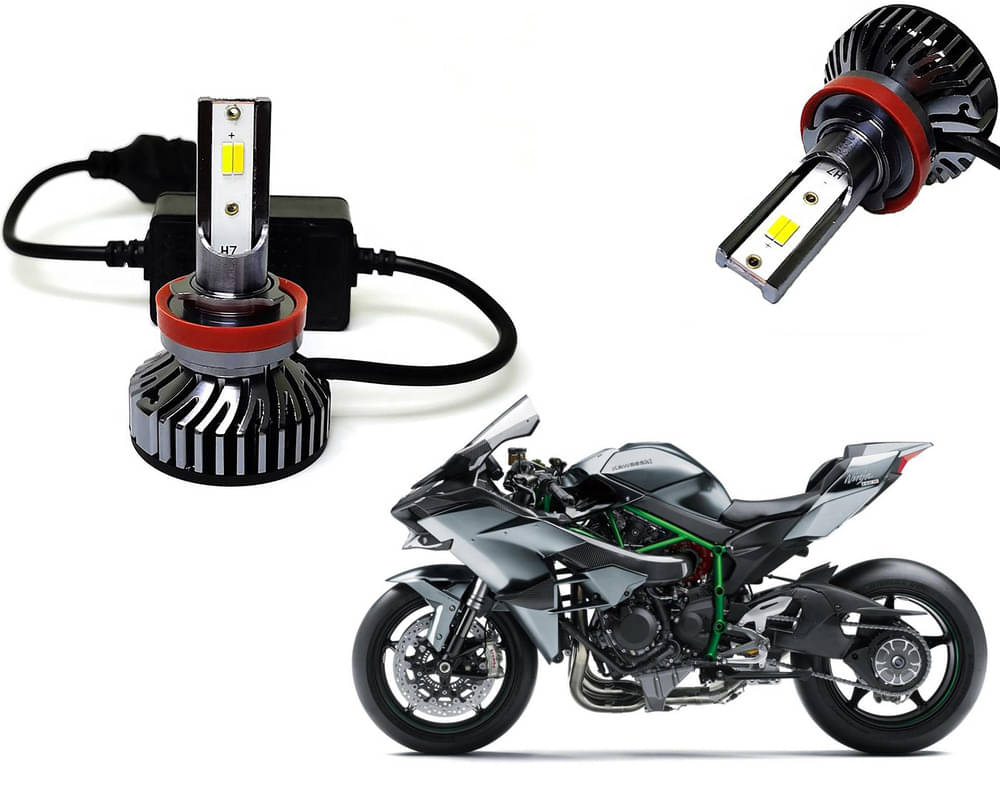     			Selifaur - 4 LED High Brightness Automotive 60W+35W Longer Life With Cooling Fan M3A BB1448 Auto Lighting System H7 H11 Led Headlight Light For - Kawasaki Ninja H2 Carbon