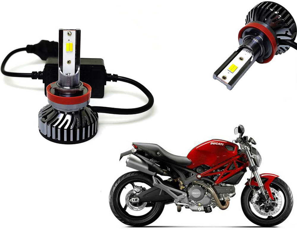     			Selifaur - 4 LED High Brightness Automotive 60W+35W Longer Life With Cooling Fan M3A BB1448 Auto Lighting System H7 H11 Led Headlight Light For - Ducati Monster 795