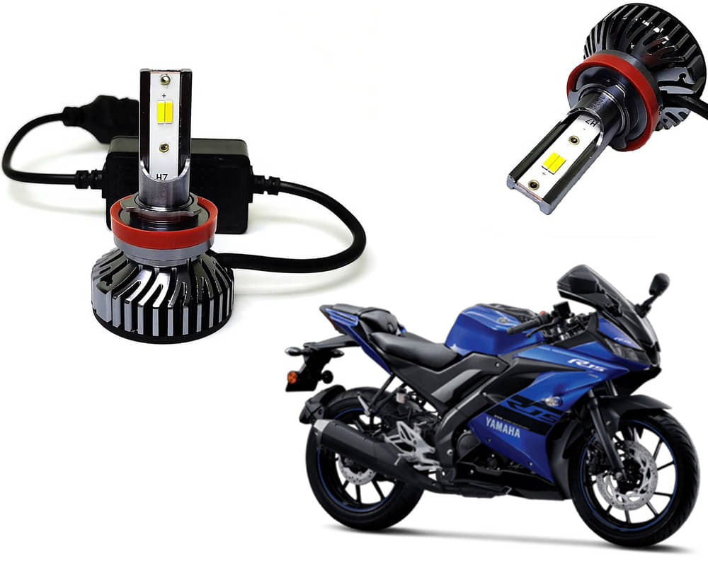    			Selifaur - 4 LED High Brightness Automotive 60W+35W Longer Life With Cooling Fan M3A BB1448 Auto Lighting System H7 H11 Led Headlight Light For - Yamaha R15 V3.0