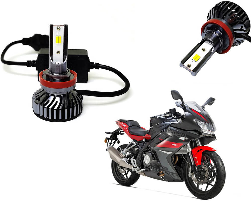     			Selifaur - 4 LED High Brightness Automotive 60W+35W Longer Life With Cooling Fan M3A BB1448 Auto Lighting System H7 H11 Led Headlight Light For - Benelli 302R