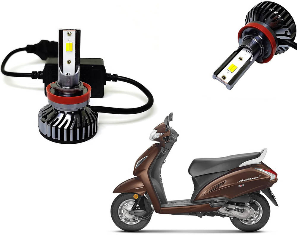     			Selifaur - 4 LED High Brightness Automotive 60W+35W Longer Life With Cooling Fan M3A BB1448 Auto Lighting System H7 H11 Led Headlight Light For - Honda Activa 5G