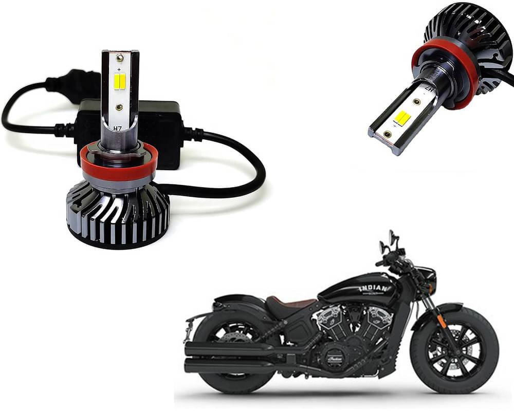    			Selifaur - 4 LED High Brightness Automotive 60W+35W Longer Life With Cooling Fan M3A BB1448 Auto Lighting System H7 H11 Led Headlight Light For - Indian Scout Bobber