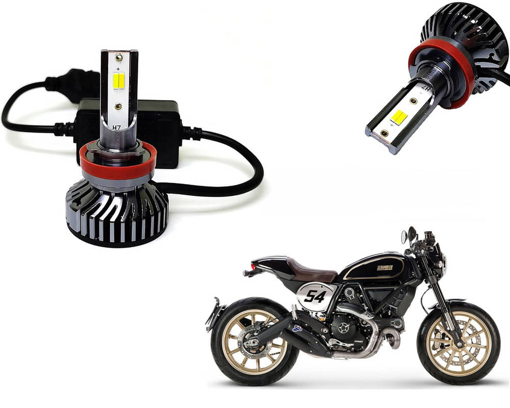     			Selifaur - 4 LED High Brightness Automotive 60W+35W Longer Life With Cooling Fan M3A BB1448 Auto Lighting System H7 H11 Led Headlight Light For - Ducati Scrambler Cafe Racer