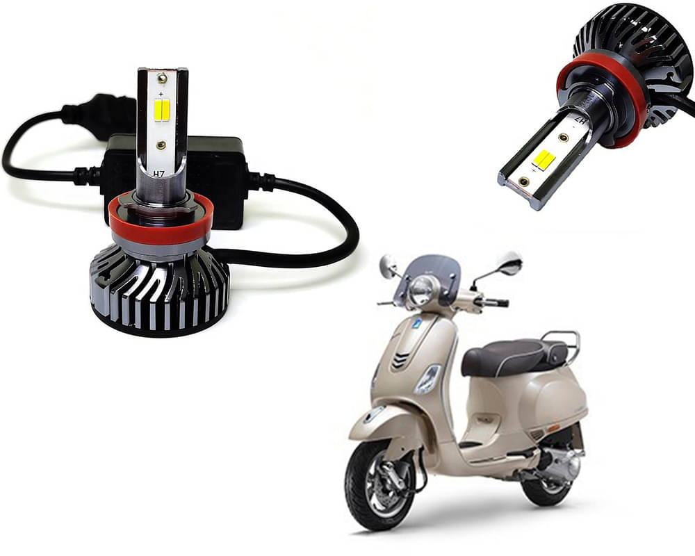    			Selifaur - 4 LED High Brightness Automotive 60W+35W Longer Life With Cooling Fan M3A BB1448 Auto Lighting System H7 H11 Led Headlight Light For - Vespa Elegante 150