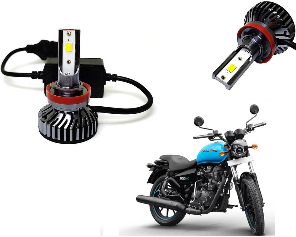     			Selifaur - 4 LED High Brightness Automotive 60W+35W Longer Life With Cooling Fan M3A BB1448 Auto Lighting System H7 H11 Led Headlight Light For - Royal Enfield Thunderbird 500X