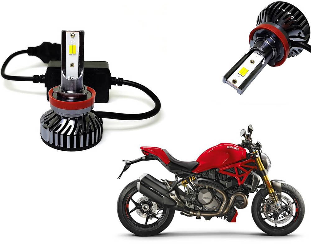     			Selifaur - 4 LED High Brightness Automotive 60W+35W Longer Life With Cooling Fan M3A BB1448 Auto Lighting System H7 H11 Led Headlight Light For - Ducati Monster 1200 S 2018