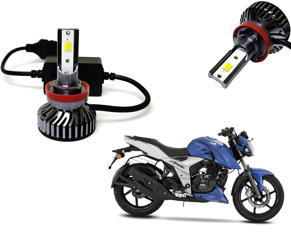     			Selifaur - 4 LED High Brightness Automotive 60W+35W Longer Life With Cooling Fan M3A BB1448 Auto Lighting System H7 H11 Led Headlight Light For - TVS Apache RTR 160 4V