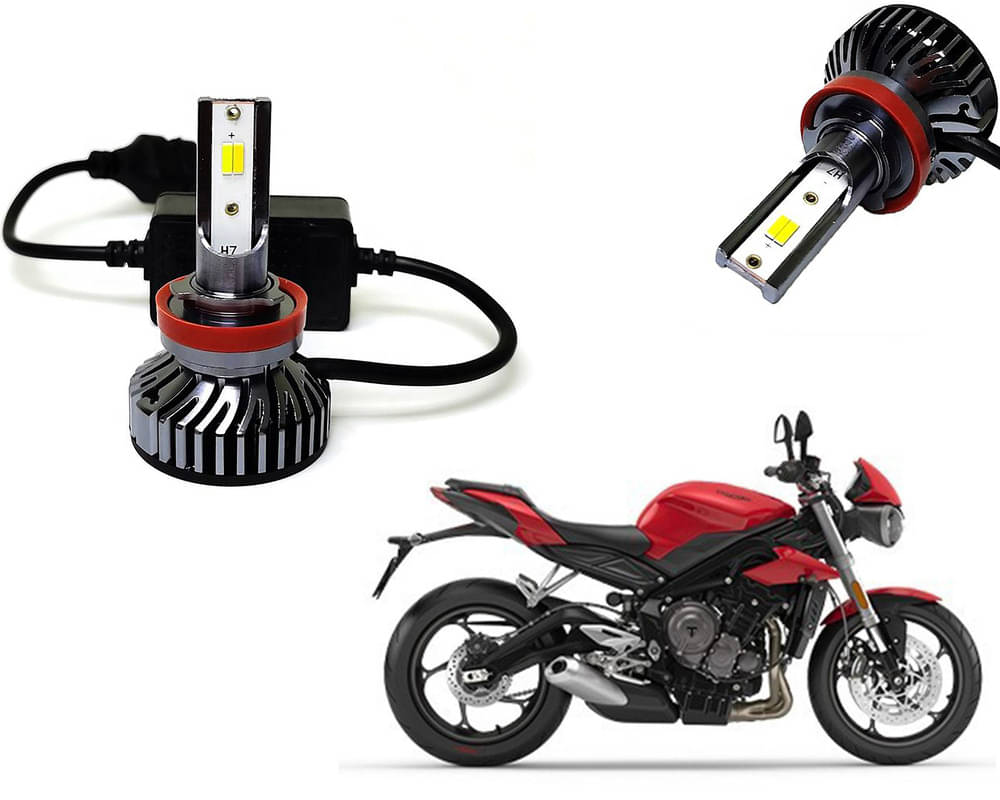     			Selifaur - 4 LED High Brightness Automotive 60W+35W Longer Life With Cooling Fan M3A BB1448 Auto Lighting System H7 H11 Led Headlight Light For - Triumph Street Triple 765