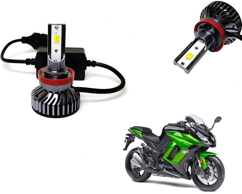     			Selifaur - 4 LED High Brightness Automotive 60W+35W Longer Life With Cooling Fan M3A BB1448 Auto Lighting System H7 H11 Led Headlight Light For - Kawasaki Ninja 1000