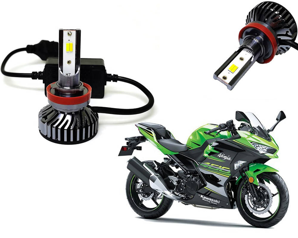     			Selifaur - 4 LED High Brightness Automotive 60W+35W Longer Life With Cooling Fan M3A BB1448 Auto Lighting System H7 H11 Led Headlight Light For - Kawasaki Ninja 400