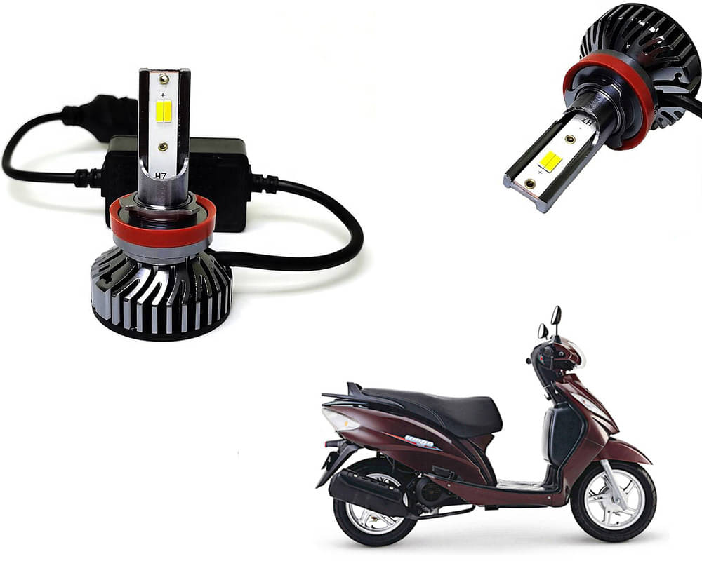     			Selifaur - 4 LED High Brightness Automotive 60W+35W Longer Life With Cooling Fan M3A BB1448 Auto Lighting System H7 H11 Led Headlight Light For - TVS Wego