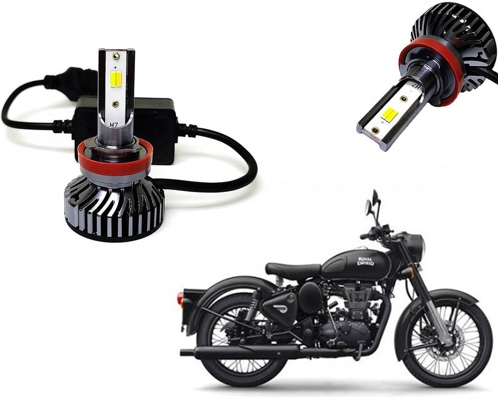 Selifaur - 4 LED High Brightness Automotive 60W+35W Longer Life With Cooling Fan M3A BB1448 Auto Lighting System H7 H11 Led Headlight Light For - Royal Enfield Classic Stealth Black Selifaur - 4 LED High Brightness Automotive 60W+35W Longer Life With Cooling Fan M3A BB1448 Auto Lighting System H7 H11 Led Headlight Light For - Royal Enfield Classic Stealth Black