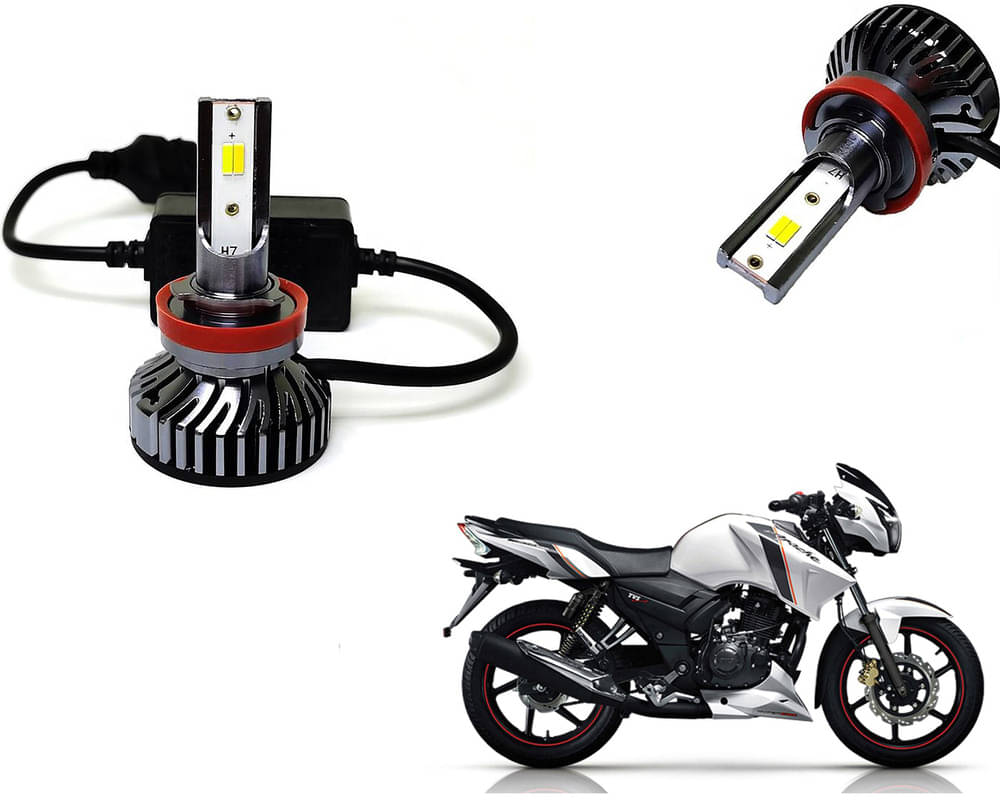     			Selifaur - 4 LED High Brightness Automotive 60W+35W Longer Life With Cooling Fan M3A BB1448 Auto Lighting System H7 H11 Led Headlight Light For - TVS Apache RTR 160