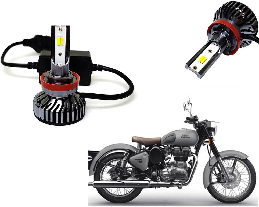     			Selifaur - 4 LED High Brightness Automotive 60W+35W Longer Life With Cooling Fan M3A BB1448 Auto Lighting System H7 H11 Led Headlight Light For - Royal Enfield Classic Gunmetal Grey